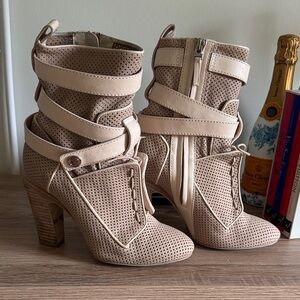 Fendi Beige Perforated Ankle Boots